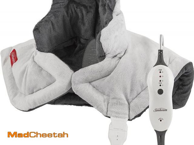 Lot 74-12221054 - Sunbeam Contoured Heating Pad for Neck &amp; Shoulder Pain Relief with Auto Shut Off Moist Heating O...