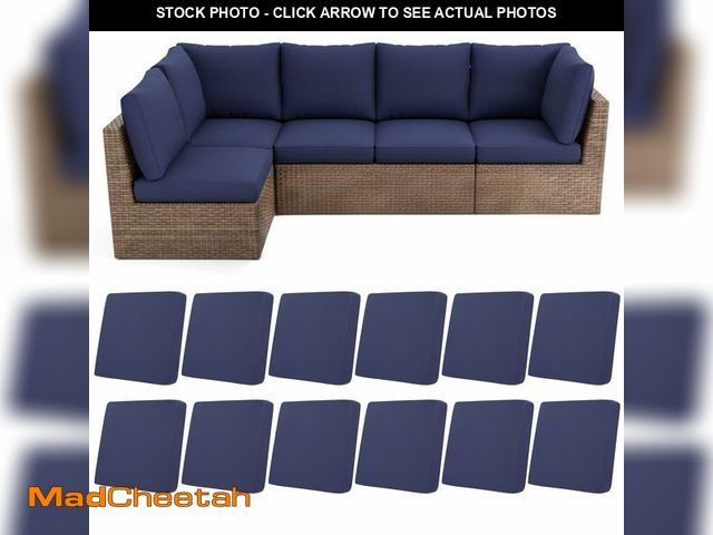 Lot 74-14209469 - HEBE Stretch Patio Cushion Covers Set 12pcs,Waterproof Outdoor Couch Covers Replacement,Washable Reu...