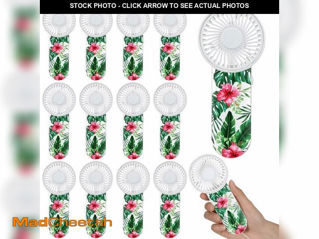 Lot 74-14209652 - Honoson 12 Pcs Mini Portable Hawaiian Fan Bulk Small Personal Handheld Fan with Lanyard for Team Gif...