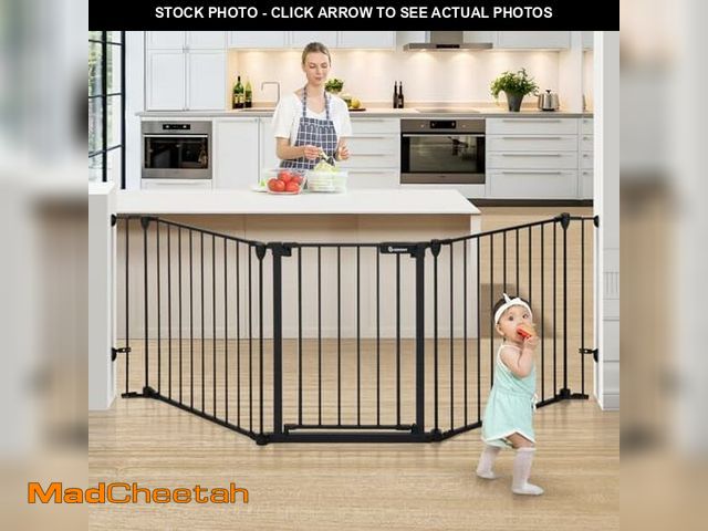 Lot 74-12543925 - COMOMY 80" Extra Wide Baby Gate, Dog Gate for House Stairs Doorways Fireplace, Auto Close Pet Gate w...