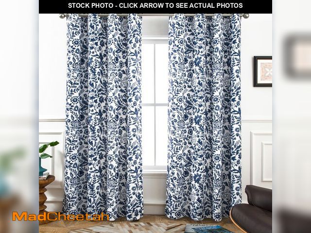 Lot 74-13624095 - DriftAway Julia Blackout Curtains for Bedroom Navy Floral Watercolor Pattern Double Layer Thermal In...