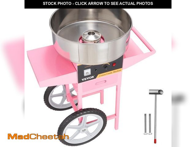Lot 74-14182690 - VEVOR Electric Cotton Candy Machine with Cart 1000 W Commercial Floss Maker with Stainless Steel Bow...