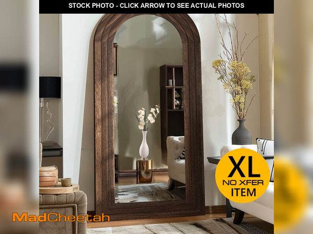 Lot 74-12785573 - ZHUNFA Arched Full Length Mirror with Solid Wood Frame, 71x32 Farmhouse Wall Mounted Floor Mirror wi...