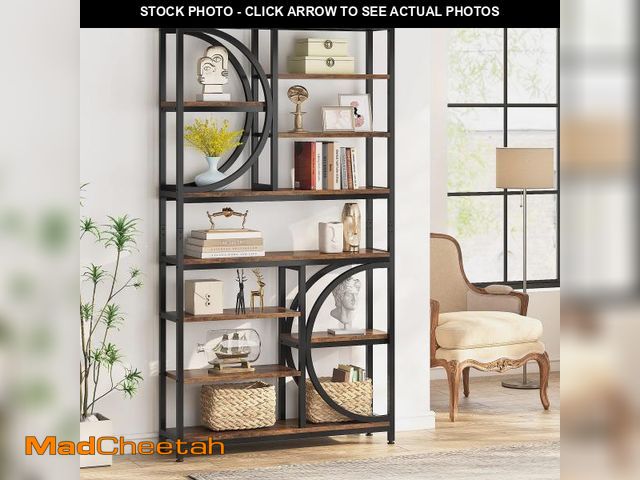 Lot 74-12362699 - Tribesigns Bookshelf, Industrial 8-Tier Etagere Bookcases, 77-Inch Tall Book Shelf Open Display Shel...