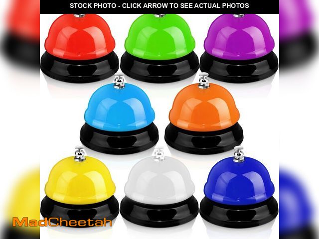 Lot 74-13570065 - Hicarer 8 Pcs Desk Call Bell for Service 3 Inch Diameter Colorful Metal Game Bell Bulk for Adult Fro...