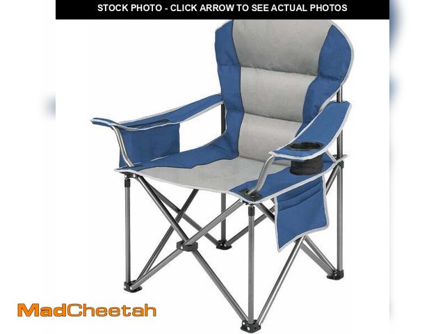 Lot 74-14087302 - Bigleap Oversized Heavy Duty Camping Chair, Folding with Padded Seat, Cooler Bag &amp; Cup Holder fo...