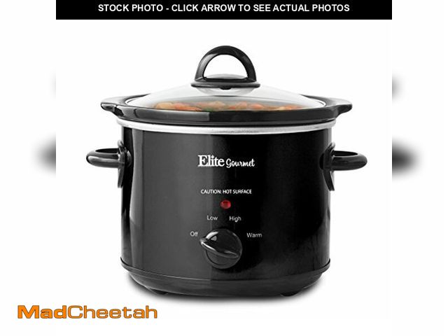 Lot 74-12760091 - Elite Gourmet MST-350B Electric Slow Cooker, Adjustable Temp, Entrees, Sauces, Stews &amp; Dips, Dis...