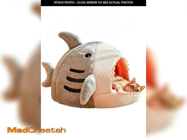 Lot 74-12051734 - QWINEE Cat Mat Shark-Shaped Kennel Kitten Bed Hideout House Warm Soft Comfortable Semi-Closed Cat Do...
