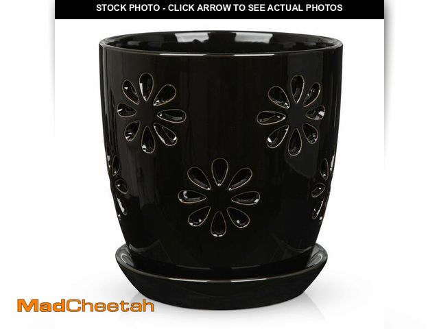 Lot 74-14062892 - Oairse 6 inch Orchid Pots with Holes, Black Ceramic Orchid Pot for Repotting Small Indoor Plant Pots...