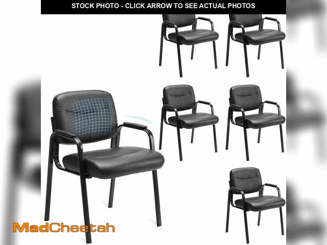 Lot 74-12720614 - Sweetcrispy Office Reception Guest Chair No Wheels Set of 6, Leather Stationary Waiting Room Chairs ...