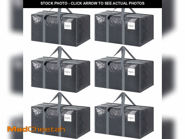Lot 74-14263944 - 6 Pack Extra Heavy Duty Large Moving Bags with Strong Zipper &amp; Comfortable Handles, Sturdy &amp;...