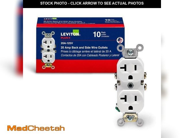 Lot 74-12684185 - Leviton 20 Amp 125 V Commercial Grade Duplex Outlet/Receptacle, White (10-Pack) CBR20-WMP - UNUSED