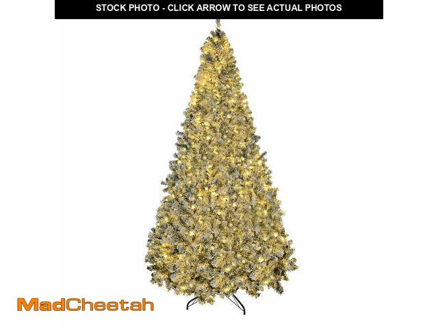 Lot 74-12764204 - SAZYY 9ft Pre-Lit Flocked Artificial Christmas Tree with Snow Frosted Branches &amp; Warm White Ligh...