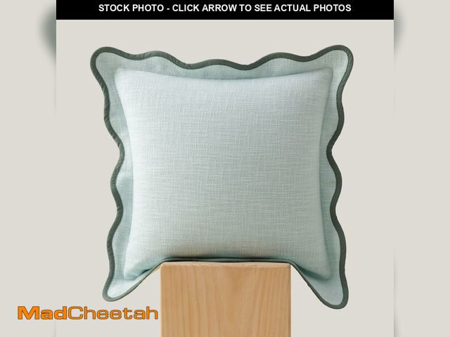 Lot 74-12971415 - Double Stitch Scalloped Throw Pillow Covers - 100% Cotton Decorative Boho Pillow Covers 20 x 20inch,...