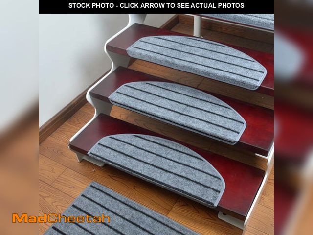 Lot 74-13816631 - Bullnose Stair Treads Non-Slip for Wooden Steps,13 PCS/9.4 * 26 Inch Indoor Stair Carpet Runner,Cove...