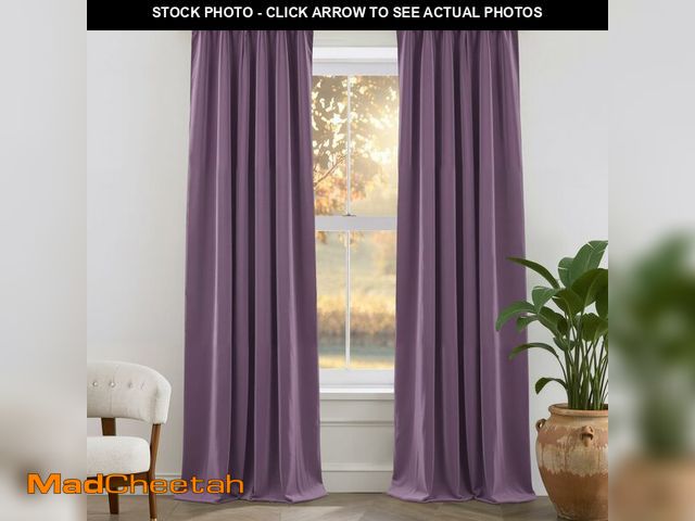 Lot 74-14051089 - NICETOWN Lavender Purple Velvet Curtains 90 inch Long, Rod Pocket &amp; Back Tab Room Darkening Drap...