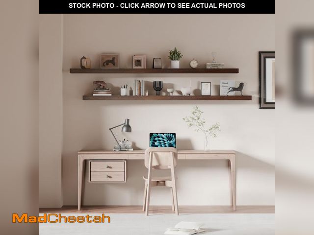 Lot 74-12131092 - ONOTETUT Long Floating Shelves for Wall,Solid Wood Long Shelves Set of 2,Rustic Wall Mounted Shelves...
