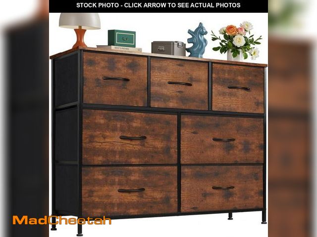 Lot 74-12098404 - OLIXIS 7 Drawers Dresser for Bedroom, Fabric Storage Tower for Living Room, Entryway - Sturdy Steel ...