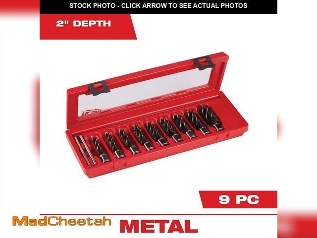 Lot 74-13513873 - Milwaukee High Speed Steel Annular Cutter Kit With 3/4 in. Weldon Shank(9-Piece) - UNUSED