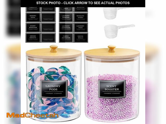 Lot 74-14148476 - HomePekite 2 Pack Glass Laundry Pods Container, Clear Laundry Room Organization Containers with Lids...