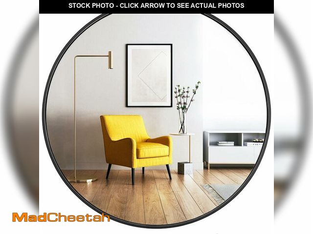 Lot 74-14282904 - Oruii Round Mirror, Black Round Mirror 24 inch, Circle Wall Mirrors Metal Frame, Black Circular Mirr...