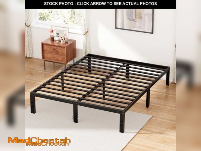Lot 74-11919441 - ZUNMOS 14 Inches Queen Bed Frame, Heavy Duty Metal Platform with Storage Space Under Frame, No Box S...