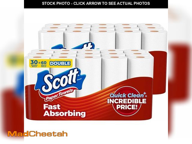 Lot 74-12544362 - Scott Paper Towels, Choose-A-Sheet, 30 Double Rolls = 60 Regular Rolls (108 Sheets Per Roll) - UNUSE...