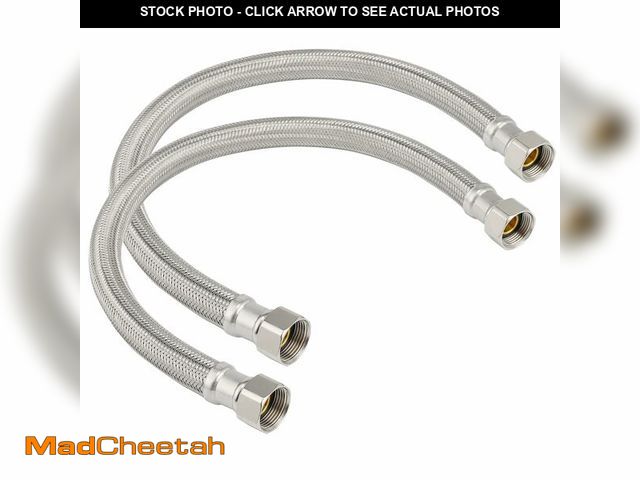 Lot 74-14082361 - PLUMBINGMASTER 24-Inch Braided Flexible Stainless Steel Water Heater Connector Hose 3/4-Inch FIP x 3...