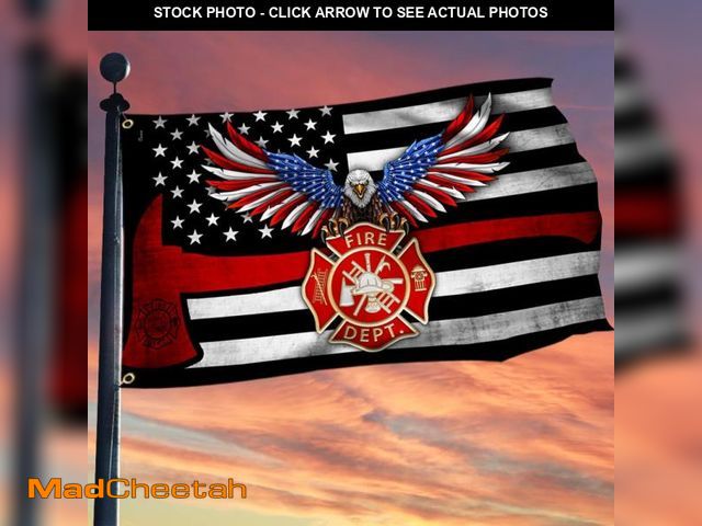 Lot 74-12215725 - FLAGWIX American Firefighter Grommet Flag - The Thin Red Line THH3382GFv1, 3x5 ft., No Pole Rings - ...