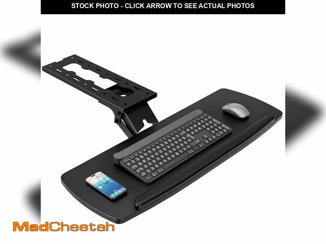 Lot 74-14056946 - AX WABER Keyboard Tray Under Desk with Storage Drawer, Height Adjustable Keyboard Tray Slide Out 360...