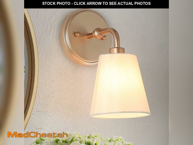 Lot 74-14209022 - GEPOW Gold Wall Sconce, Modern 1-Light Sconces Wall Lighting with Fabric Shade for Bathroom, Bedroom...