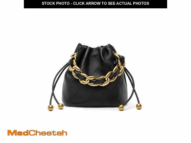 Lot 74-12602118 - DORIS&amp;JACKY Small Top Handle Bucket Bag, Designer Lambskin Drawstring Crossbody Purse with Chunk...