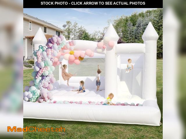 Lot 74-12205713 - 15ft White Bounce House for Adults Kids, 100% PVC Commercial Bounce House with Slide&amp;Ball Pit, A...