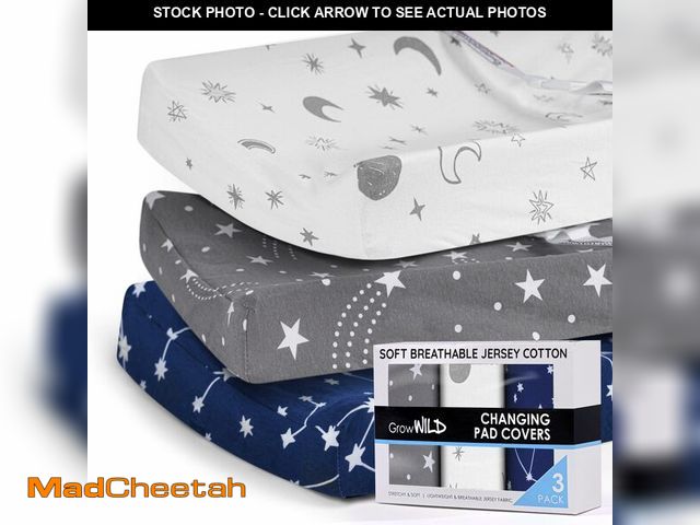 Lot 74-12436748 - GROW WILD Changing Pad Cover 3 Pack | Soft &amp; Stretchy Jersey Cotton | Baby Changing Table Pad Co...