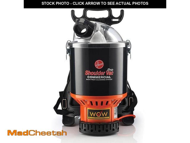 Lot 74-12580395 - Commercial Pro Shoulder Vac 1.6 gal Bagged Corded HEPA Filter for Carpet and Hard Floor, Black, Back...