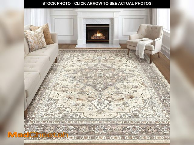 Lot 74-13709066 - 8x10 Area Rugs Living Room: Washable Boho Large Neutral Vintage Soft Rug Stain Resistant Farmhouse N...