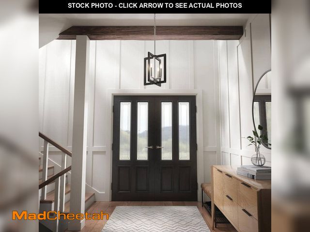 Lot 74-12998304 - KICHLER Pendroy 4-Light Brushed Nickel and Black Industrial Cage Foyer Pendant Hanging Light - UNUSE...