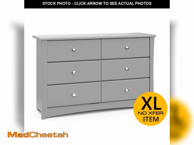 Lot 74-13012314 - Storkcraft Crescent 6-Drawer Dresser (Pebble Gray) Ã¢â¬â GREENGUARD Gold Certified, Gray Dresser ...