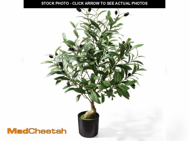 Lot 74-13621094 - 2ft Artificial Olive Tree with Pot, Tabletop Faux Plants Mini Trees for Home Office Living Room Mode...