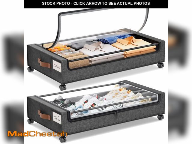 Lot 74-14066691 - Yecaye Under Bed Storage with Wheels, 2Pack Under Bed Storage Containers, Underbed Shoe Storage Orga...