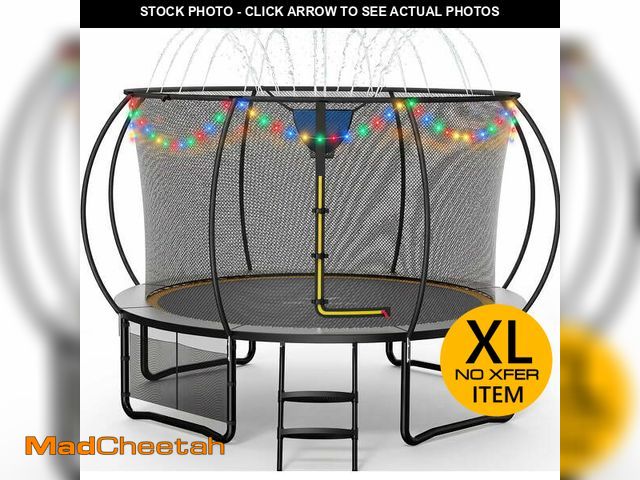Lot 74-14309852 - MERACH 12FT Trampoline with Enclosure, Basketball Hoop, Sprinkler &amp; LED Lights, Backyard Recreat...