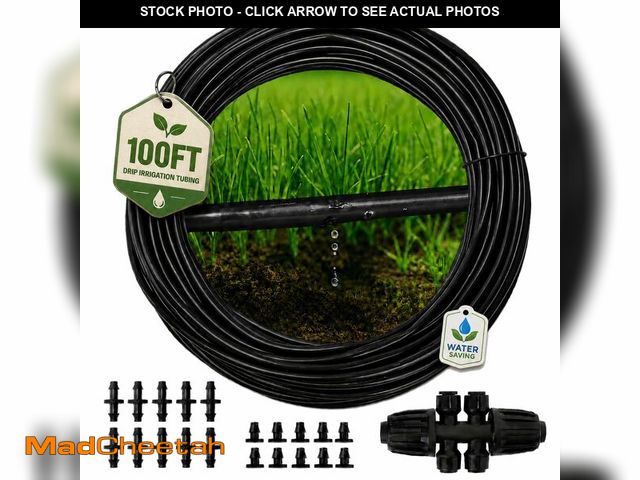 Lot 74-14150502 - MIXC 1/4" Irrigation Dripline Tubing (100 Ft Roll), Saving 80% Water, 6" Emitter Spacing, 0.5 GPH Em...