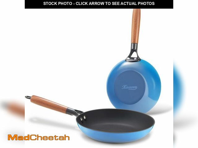 Lot 74-13040352 - KITESSENSU Enameled Cast Iron Skillets - Non Stick Frying Pans Set with Durable Wooden Handle - 10&a...