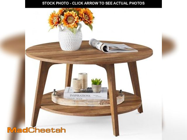 Lot 74-12096576 - VASAGLE Round Coffee Table, 2 Tier Coffee Table with Storage, for Living Room, 31.5 x 17.7 Inches, E...