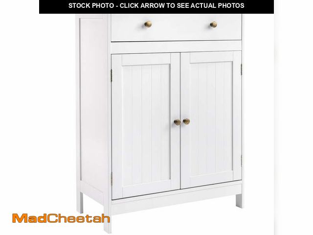 Lot 74-14071974 - Ktaxon Bathroom Floor Cabinet, Freestanding Storage Cupboard w/ Drawer and 2 Doors, MDF White - UNUS...