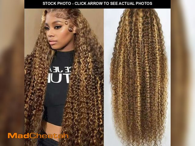 Lot 74-12718204 - Tylokra 30inch Highlight Ombre Lace Front Wig Human Hair 13x6 HD Honey Blonde 4/27 Deep Wave Lace Fr...