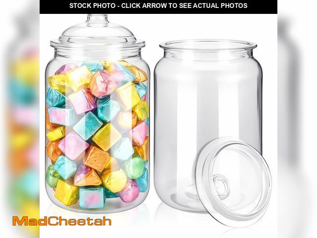 Lot 74-13962645 - Limbeuuu 2 Pcs 1 Gallon Candy &amp; Cookie Jar Plastic Jars with Lids Decorative Apothecary and Cand...