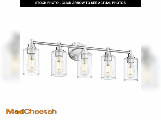 Lot 74-13949691 - FEMILA 32" Bathroom Vanity Light, Brushed Nickel Bathroom Lights Over Mirror, 5 Light Vanity Wall Li...