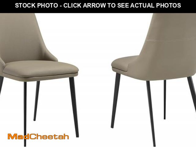 Lot 74-12136749 - Armen Living Genesis Upholstered Dining Chair in Taupe Grey Faux Leather with Black Metal Legs - Set...