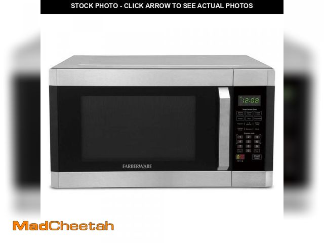 Lot 74-12517793 - Farberware 1.6 cu. Ft. 1100- Watt Countertop Microwave Oven with Smart Sensor in Stainless Steel wit...